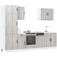 vidaXL 7-delige Keukenkastenset Lucca bewerkt hout grijs sonoma eiken