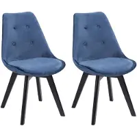 Happy Garden Set van 2 blauwe NORA fluwelen stoelen met kussen