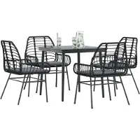 vidaXL 5-delige Tuinset met kussens poly rattan glas zwart