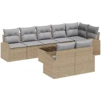 vidaXL Tuinbank Set 9 st 8-Aantal zitplaatsen Beige en Grijs