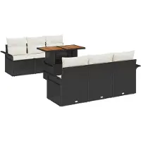 vidaXL Tuinbank Set 7 st Zwart en Crème 100 x 55 x 73 cm