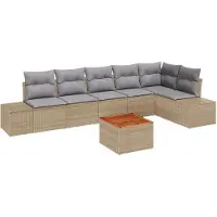 vidaXL Tuinbank Set 7 st Beige poly rattan