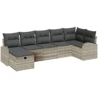 vidaXL Bankstel 7 st Lichtgrijs poly rattan