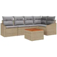 vidaXL Tuinbank Set 6 st Beige poly rattan