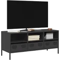 vidaXL Tv-meubel 101,5x39x43,5 cm koudgewalst staal zwart