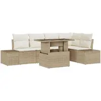 vidaXL Tuinbank Set 6 st Beige poly rattan