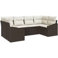 vidaXL Tuinbank Set 6 st Bruin en Crème poly rattan