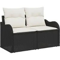 vidaXL Tuinset, 9-delig, zwart, polyrotan