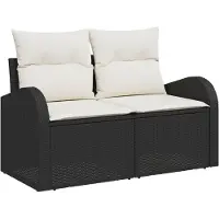 vidaXL Bankstel 6 st Zwart en Crème poly rattan