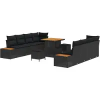 vidaXL Tuinbank Set 11 st Zwart poly rattan