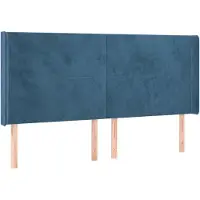 vidaXL Hoofdbord met randen 183x16x118/128 cm fluweel donkerblauw