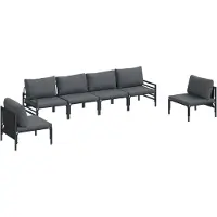vidaXL Tuinbank Set 6 st Zwart Staal