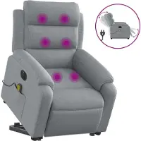 vidaXL Sta-op-massagestoel elektrisch verstelbaar stof lichtgrijs-VXL-3205016