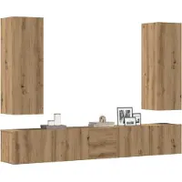 vidaXL Tv-wandkasten 5 st bewerkt hout artisanaal eikenkleurig