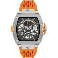 Philipp Plein Analoog horloge 'The Skeleton' grijs / oranje
