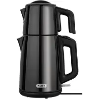 Mulex | MX052 Tea express | elektrische Turkse theepot | Zwart Rvs | - 2.0L + 1.2L | Led-indicator | 360° basis | 1650 W