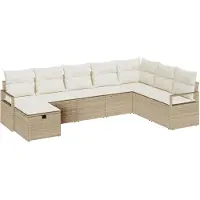 vidaXL Bankstel met kussen met opslag Beige en Crème poly rattan