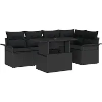 vidaXL Tuinbank Set 6 st Zwart poly rattan