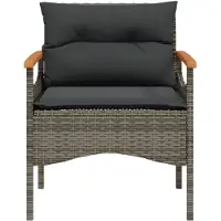 vidaXL 4-delige Loungeset met kussens poly rattan grijs