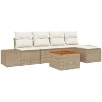 vidaXL Tuinbank Set 6 st Beige poly rattan