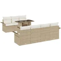 vidaXL Tuinbank Set 8 st Beige poly rattan