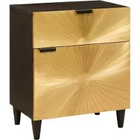 vidaXL Nachtkastje Zwart en Goud 50 x 33 x 60 cm Bewerkt hout