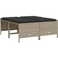 vidaXL Tuinkrukken met kussens 4 st poly rattan lichtgrijs