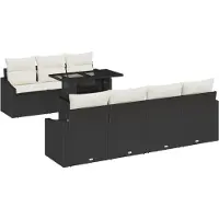 vidaXL Tuinbank Set 8 st Zwart en Crème 100 x 55 x 73 cm poly rattan