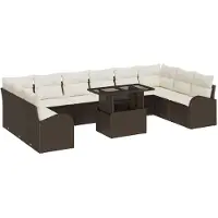vidaXL Tuinbank Set 11 st Bruin en Crème poly rattan