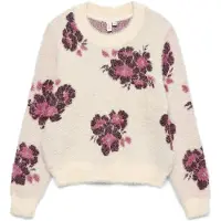 Vero Moda Trui 'VMPoilu' donkerbruin / fuchsia / wolwit