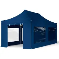 TOOLPORT 3x6 m Easy up partytent met zijwanden (4 panorama), PROFESSIONAL alu 40mm, blauw