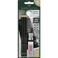 Faber-Castell grafietpotlodenset - Pitt Mat - set 3 potloden 10B-12B-14B en toebehoren - FC-115297