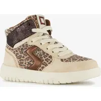 Blue Box hoge meisjes sneakers met panterprint details beige maat 32