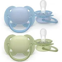 Philips Ultra Soft – Superzachte siliconen fopspeen (0-6 mnd) – Voor gevoelige huid – 2 stuks - SCF091/37