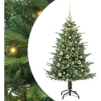 vidaXL Kunstmatige Voorverlichte Kerstboom met Ballenset Groen 120 cm