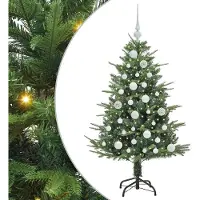 vidaXL Kunstmatige Voorverlichte Kerstboom met Ballenset Groen 120 cm