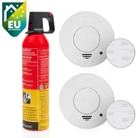 Smartwares Set van 3 - 1x2 10.048.28 Rookmelder - 1x FEX-15371 Brandblusser Spray - 2x FOT-14001 Universele bevestigingsset