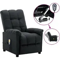 vidaXL Massagestoel elektrisch stof donkergrijs
