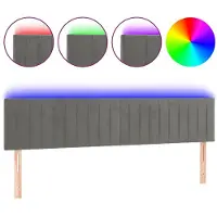 vidaXL Hoofdbord LED 180x5x78/88 cm fluweel lichtgrijs