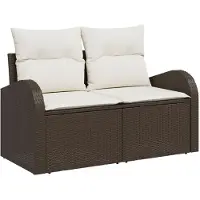 vidaXL Tuin Sofa met kussen Bruin 124 x 62 x 69cm poly rattan
