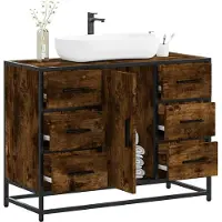 vidaXL Wastafelonderkast, gerookt eikenfineer, 80x33x60 cm, houtvezelplaat