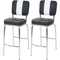 Generique 2x tabouret de bar Avellino design rétro des années 50 similicuir noir blanc