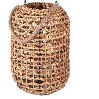 Natural Living "" Lantaarn Malaga in rotan met glazen kaarshouder D24xH36cm