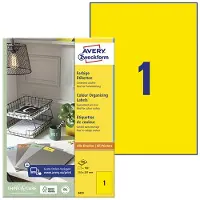 Avery Zweckform AVERY Etiketten 3473 Permanent klevend A4 Geel 210 x 297 mm 100 Vellen à 1 Etiketten