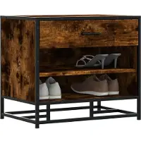 vidaXL Schoenenbank 60x40x53,5 cm bewerkt hout en metaal gerookt eiken