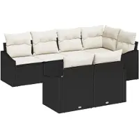 vidaXL Tuinbank Set 7 st Zwart en Wit poly rattan