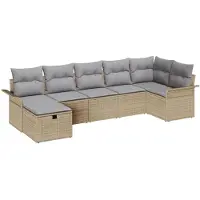 vidaXL Tuinbank Set 7 st Beige en Lichtgrijs poly rattan