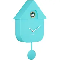 Karlsson Wandklok Modern Cuckoo - Turquoise - 8.5x21.5x41cm - Wandklok Scandinavisch