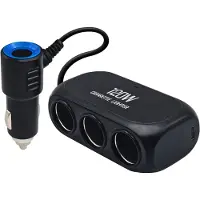 Proride Auto Sigarettenaansteker Splitter 120W - 3x 12V stopcontacten - 2x USB poorten - USB-A/USB Type-C poort - Zwart