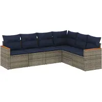 vidaXL 6-delige loungeset voor de tuin met kussens, grijs, kunststof vlechtwerk